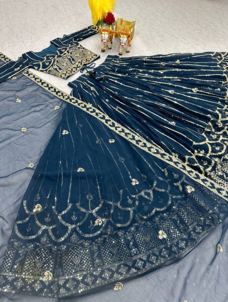 Heavy Fox Georgette  Embroidery Sequence Work Lehenga Choli  Designer Lehenga Choli