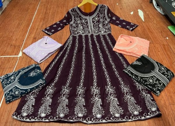 Heavy Fox Georgette With Beautiful Embroidery Work Kurti Georgette Kurti 