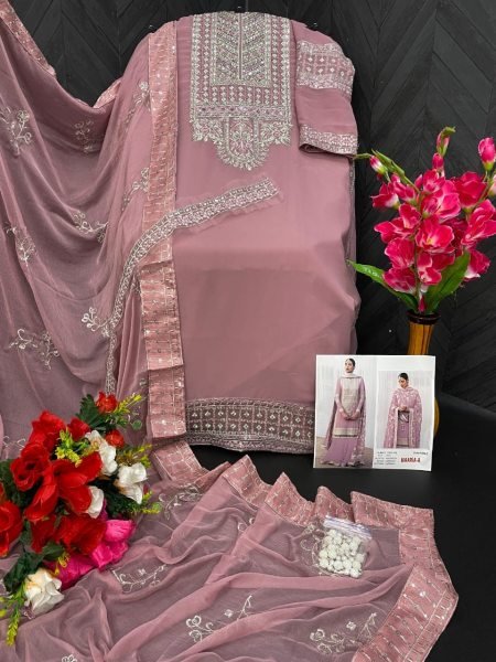 Heavy Fox Georgette With Embroidery Sequence Work With Stone & Mirror Work Pakistani Suit Pakistani Suits Wholesale