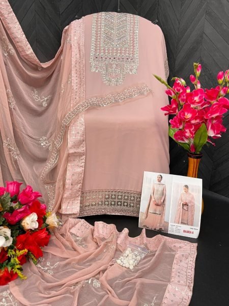 Heavy Fox Georgette With Embroidery Sequence Work With Stone & Mirror Work Pakistani Suit Pakistani Suits Wholesale
