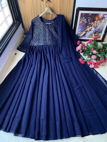 Heavy Georgette Gown With Sequence   Embroidery Work  Ready To Wear Collection