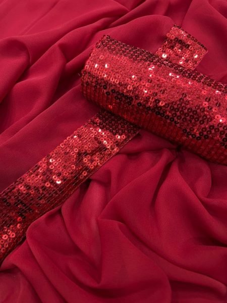 Heavy Georgette Saree With Sequence   Embroidery Work  Georgette Sarees Wholesale