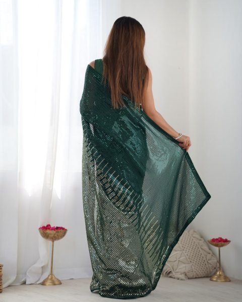 Heavy Georgette Sequin & Embroidery Sarees Womens Party Wear Affordable New Collection Georgette Sarees Wholesale