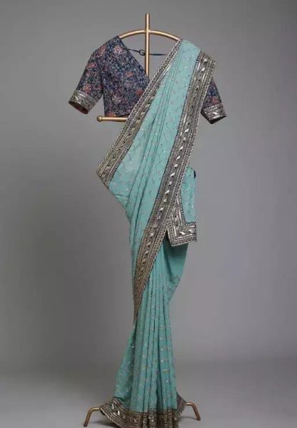 Heavy Georgette With Beautiful Embroidery Sequence Work Saree  Georgette Sarees Wholesale