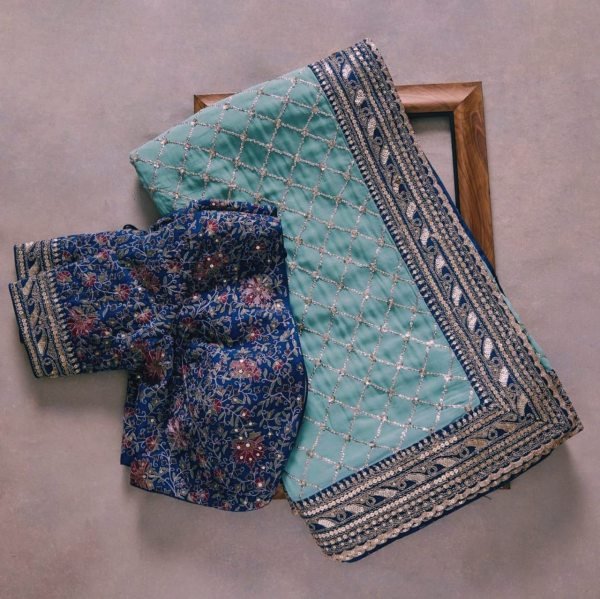 Heavy Georgette With Beautiful Embroidery Sequence Work Saree  Georgette Sarees Wholesale