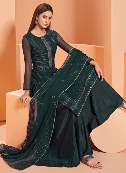 Heavy Georgette With Sequence Work Plazzo Suit  3 Piece Kurti Set
