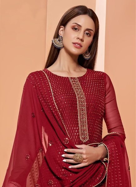 Heavy Georgette With Sequence Work Plazzo Suit  3 Piece Kurti Set