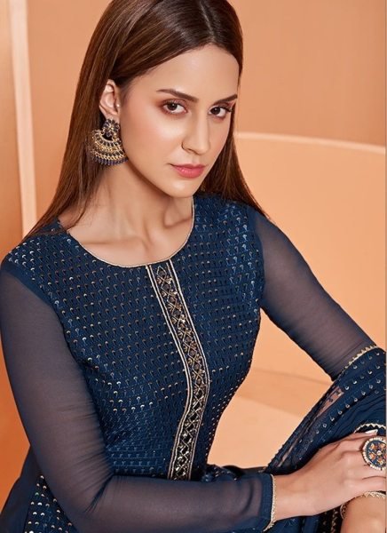 Heavy Georgette With Sequence Work Plazzo Suit  3 Piece Kurti Set