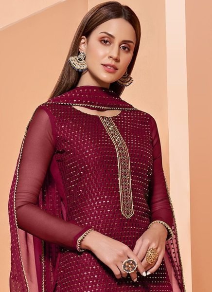 Heavy Georgette With Sequence Work Plazzo Suit  3 Piece Kurti Set