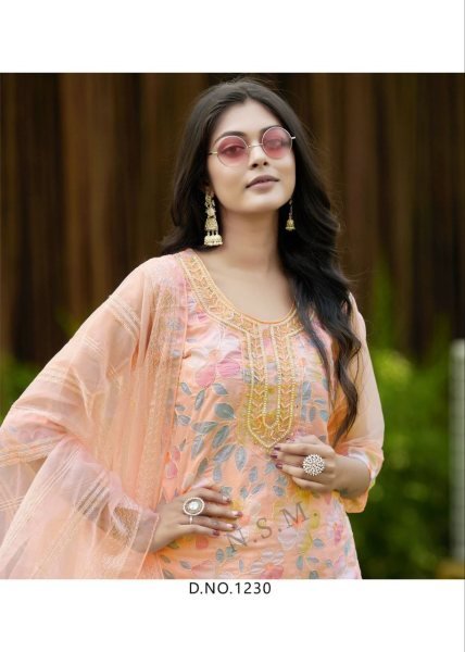 Heavy Hand Work Neck Organza Suits  3 Piece Kurti Set