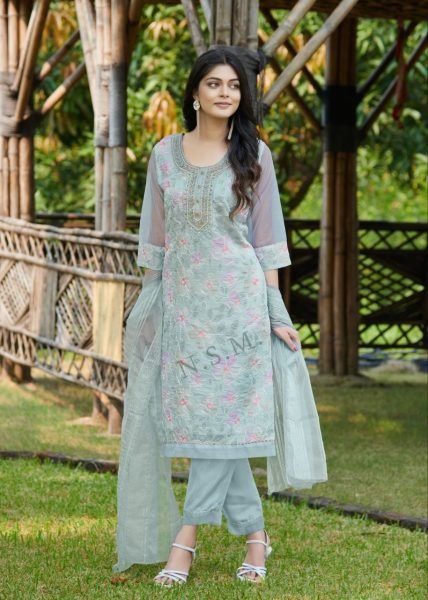 Heavy Hand Work Neck Organza Suits  3 Piece Kurti Set