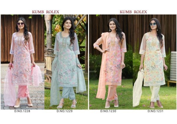 Heavy Hand Work Neck Organza Suits  3 Piece Kurti Set