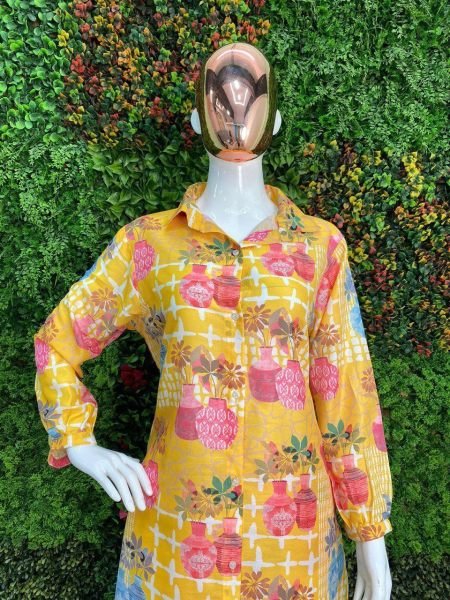  HEAVY MASLIN WITH PRINTED SHIRT TYPE CODE SET CO ORD Sets