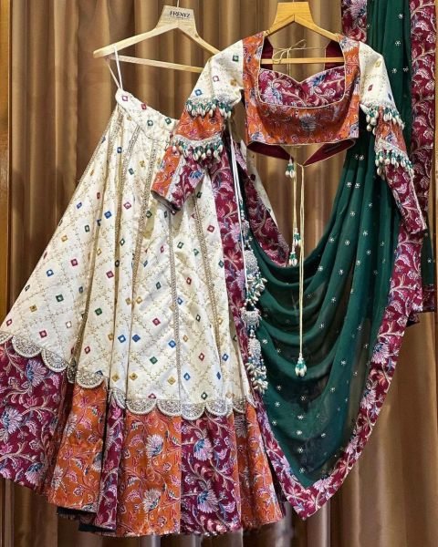 Heavy Muslin Cotton Lehenga Choli With Embroidery Work  Navratri Lehnega Choli