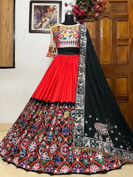 Heavy Muslin Cotton Navratri Special Lehenga Choli Navratri Lehnega Choli