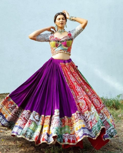 Heavy Muslin Cotton Printed Lehenga Choli With Real Mirror Work  Navratri Lehnega Choli