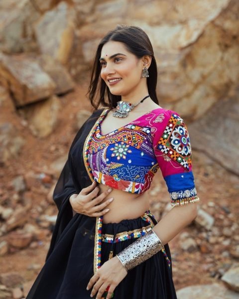 Heavy Muslin Cotton Printed Navratri Lehenga Choli With Mirror Work  Navratri Lehnega Choli