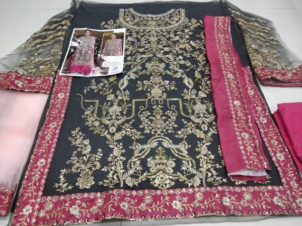  Heavy Net with sequence Embroidery Work pakistani plazzo Suit Suit Pakistani Suits Wholesale