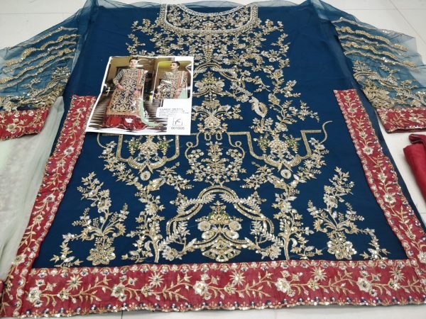  Heavy Net with sequence Embroidery Work pakistani plazzo Suit Suit Pakistani Suits Wholesale
