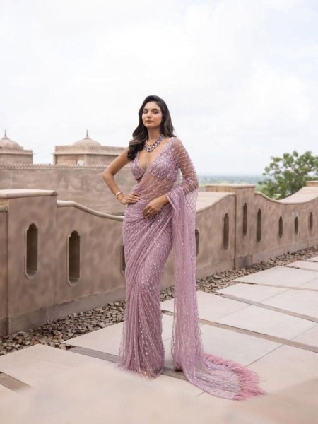 Heavy Nylon Butterfly Net Saree With Sequence Work Net Sarees Wholesale