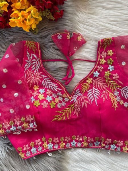 Heavy Orenga Silk Bridal Blouse with Handmade Hook & Lace Work Plus Size Available at Manufacturer Rate