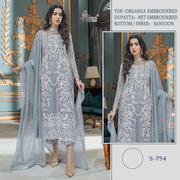 Heavy Organza Embroidered Pakistani Suit  Pakistani Suits Wholesale