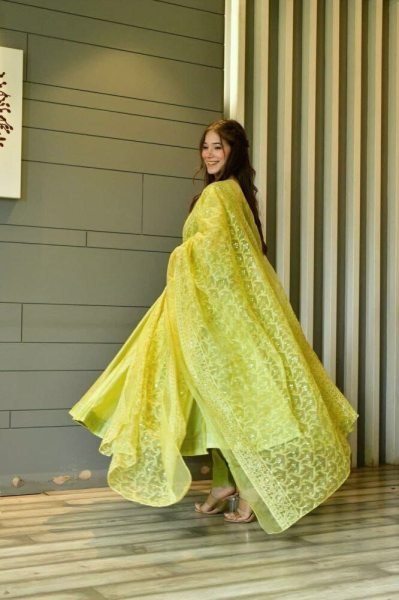 Heavy Organza Silk Gown Pant With Dupatta  Ready To Wear Collection