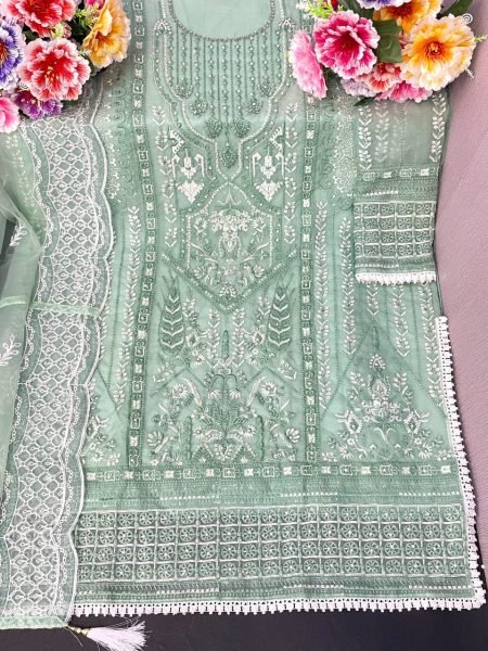 Heavy Organza With Embroidery Sequence Work with Stone Pakistani Suit Collection  Pakistani Suits Wholesale