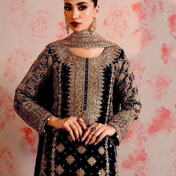 Heavy Pakistani Black Color Readymade Suits with Thread and Sequin Work At Manufacturer rate Ready To Wear Collection