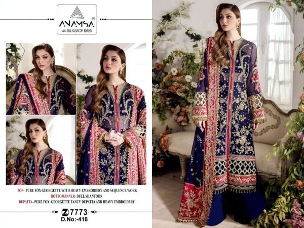 Heavy Pure Fox Georgette With Heavy Embroidered Work Suits  Pakistani Suits Wholesale
