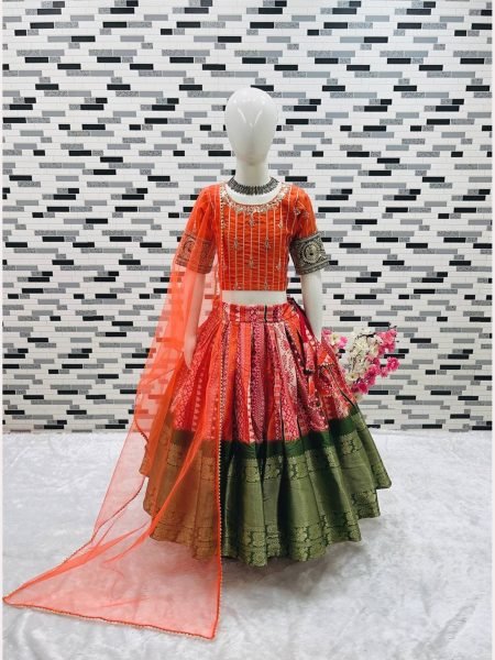 Heavy Pure Kota Silk With Embroidery Girls Lehenga Choli  Girls Wear