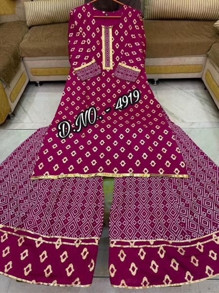 Heavy Rayon 14 Kg  Best Quality Fabric Long Kurti With Flared Plazzo Jaipuri Cotton Kurtis Wholesale