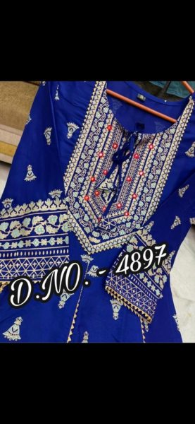 Heavy Rayon Fabric In kurti, Pant & Dupatta Jaipuri Cotton Kurtis Wholesale