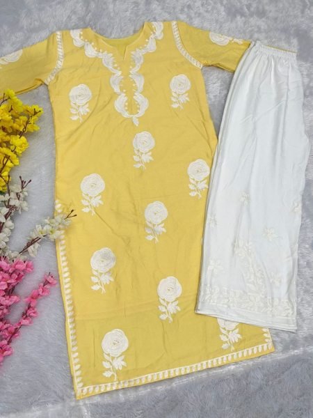 Heavy Rayon Kurti And Pant  Ready To Wear Collection