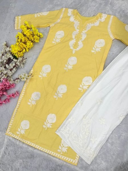 Heavy Rayon Kurti And Pant  Ready To Wear Collection