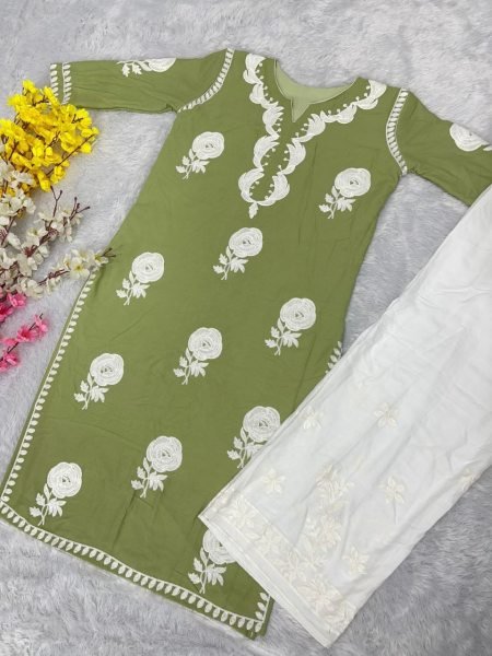 Heavy Rayon Kurti And Pant  Ready To Wear Collection