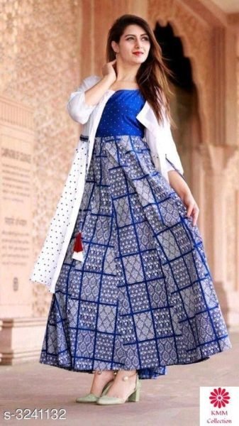 Heavy Rayon Printed Kurti With Jacket Printed Kurtis