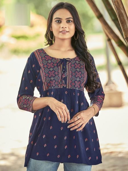  Heavy Rayon  Printed Short Tops  Printed Kurtis