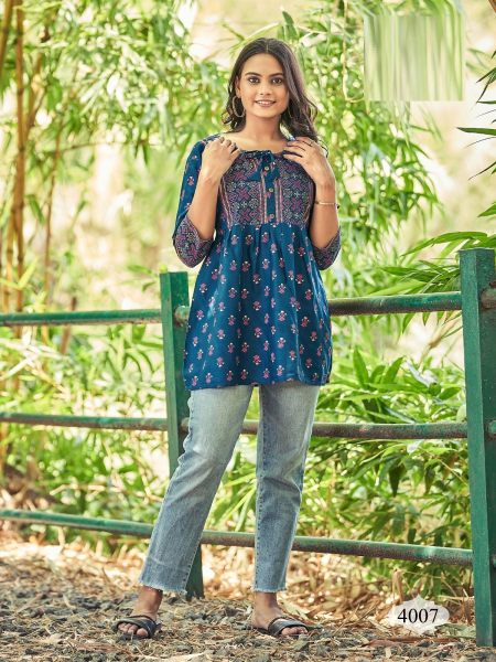  Heavy Rayon  Printed Short Tops  Printed Kurtis