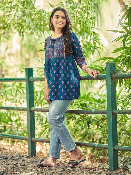  Heavy Rayon  Printed Short Tops  Printed Kurtis