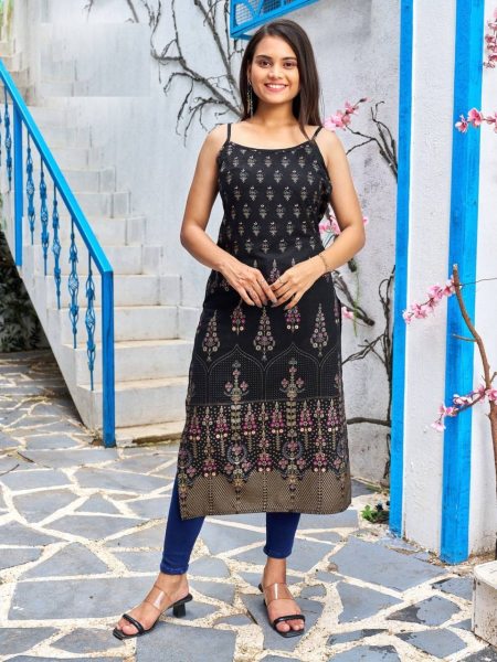 Sleeveless Rayon Printed Straight Cut Kurti For Girl Printed Kurtis