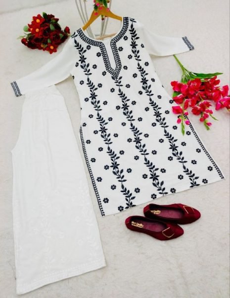 Heavy Rayon With Thread And Embroidery Kurti Plazzo Ready To Wear Collection