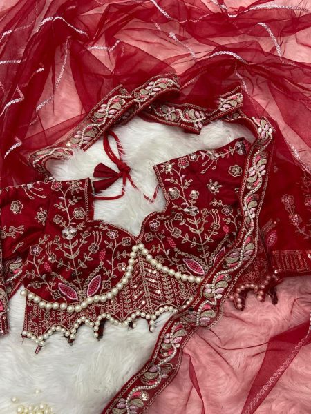 Heavy Red Color Net Saree With Diamond Work Dori And Sequance Work By Royal Export Net Sarees Wholesale