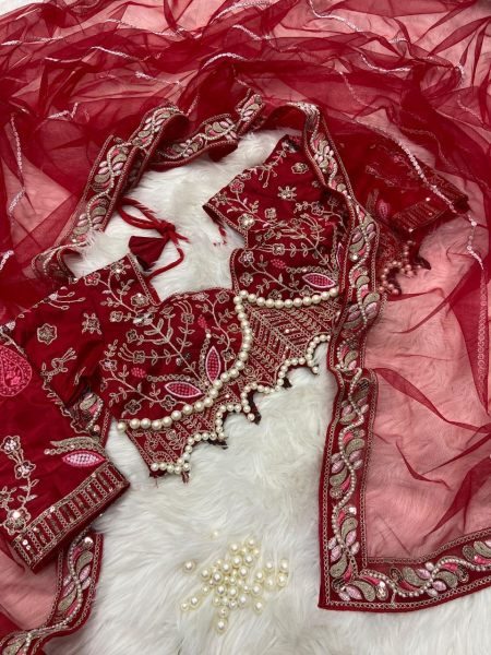 Heavy Red Color Net Saree With Diamond Work Dori And Sequance Work By Royal Export Net Sarees Wholesale