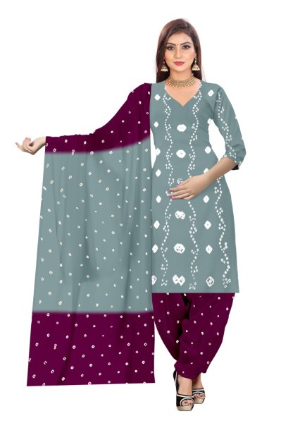 Heavy Reyon Cotton With Hand Bandhej Print Drees Material  Bandhani Dress Material