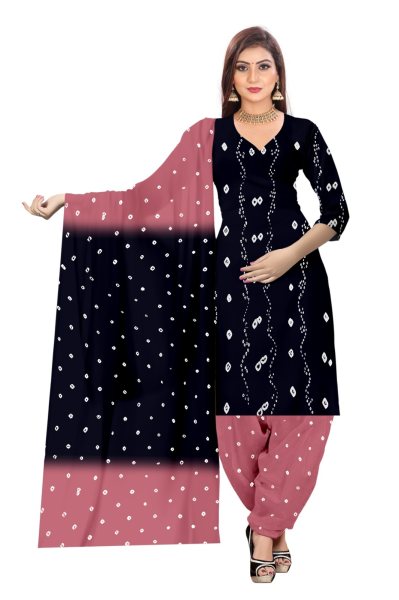 Heavy Reyon Cotton With Hand Bandhej Print Drees Material  Bandhani Dress Material