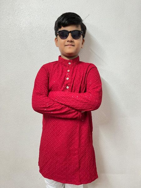 Heavy Reyon With Lucknowi and Sequence Work Boys Kurta Pajama Boys Wear