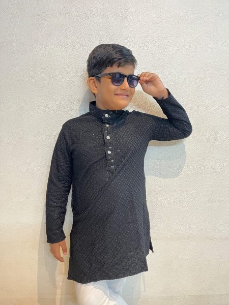 Heavy Reyon With Lucknowi and Sequence Work Boys Kurta Pajama Boys Wear