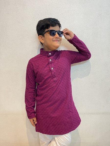 Heavy Reyon With Lucknowi and Sequence Work Boys Kurta Pajama Boys Wear