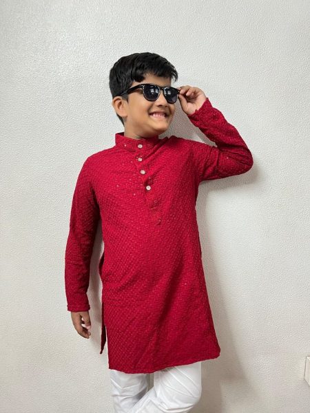 Heavy Reyon With Lucknowi and Sequence Work Boys Kurta Pajama Boys Wear